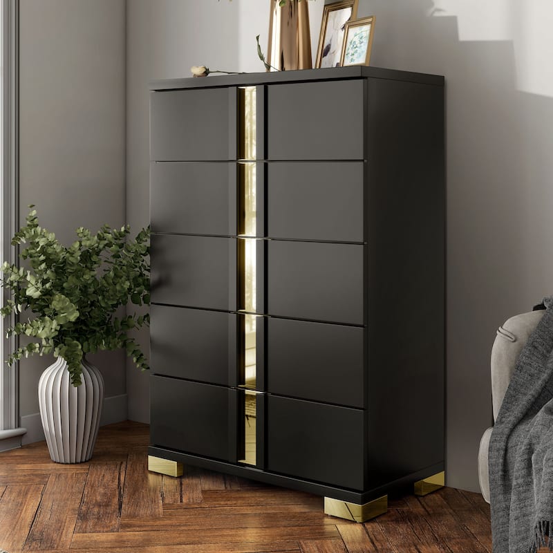 Furniture of America Halifax Modern Rubberwood Black Chest and 2 Nightstand Bedroom Set