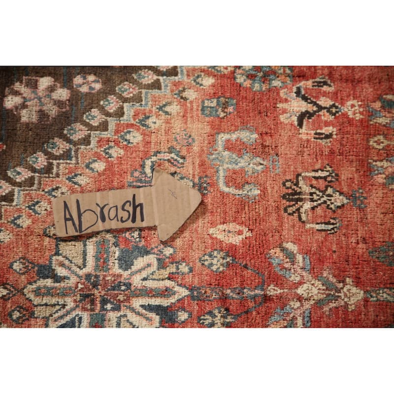 Geometric Shiraz Persian Antique Area Rug Hand-knotted Wool Carpet - 4'10"x 7'10"