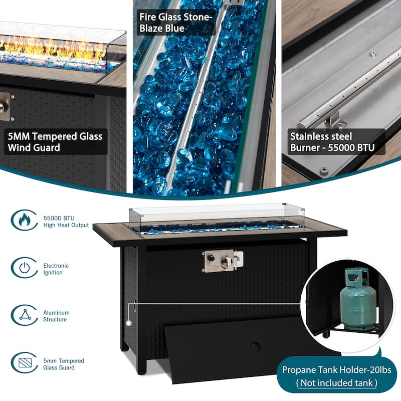 8 Piece Outdoor Sectional Seating Group with Fire Pit Table