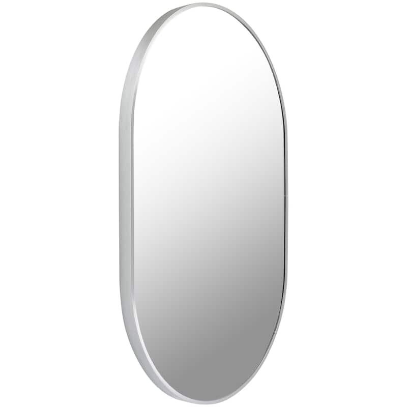 Livabliss Aranya Modern Aluminum Oval Pill-Shaped Accent Mirror