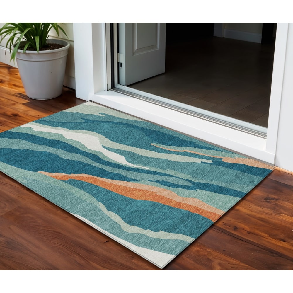 HomeRoots Abstract Transitional Rectangle Outdoor Rug