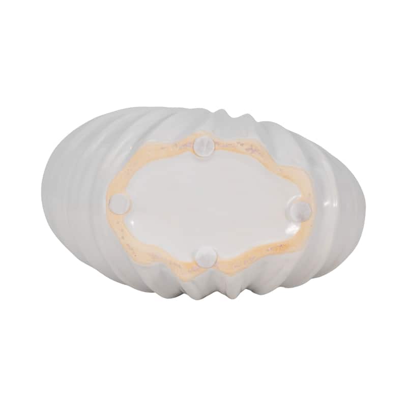 Sagebrook Home Ceramic Shell Vase, White Finish,Coastal Nautical