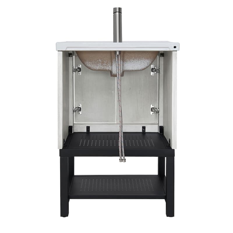 Roomfitters 24" Bathroom Vanity with Sink, Freestanding Storage Cabinet with 2 Doors and Open Shelf