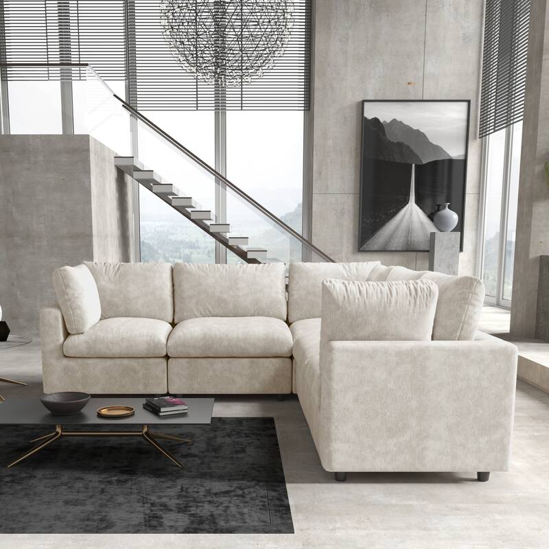Corner Sofa Minimalist Upholstered Cushion Sofa Chenille Modular Sectional Couch