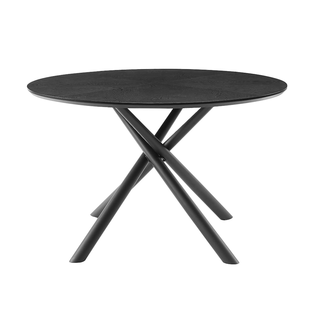 53.14'' Round MDF Coffee Table End Table Short Leisure Tea Table Cross Legs Metal Base, Easy to Assemble