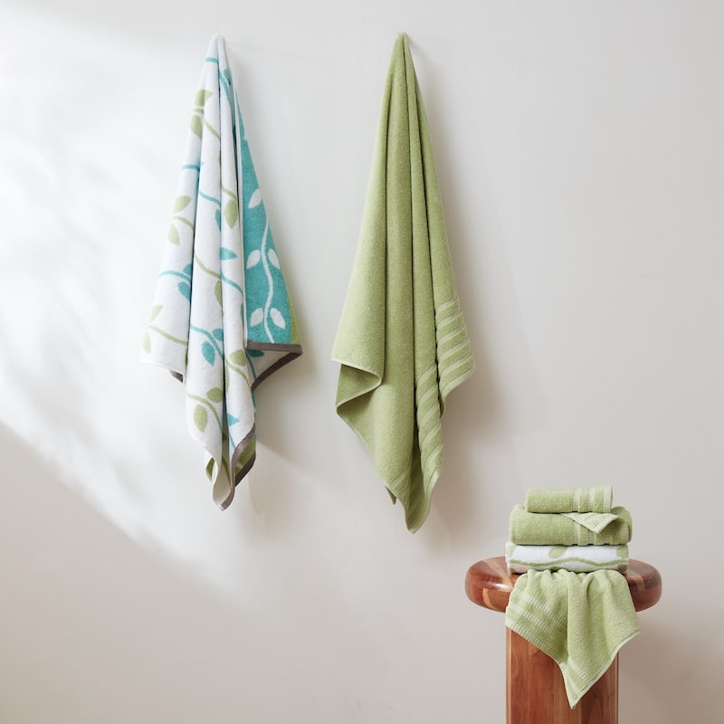 Modern Threads 6-Piece Yarn Dyed Organic Vines Towel Set