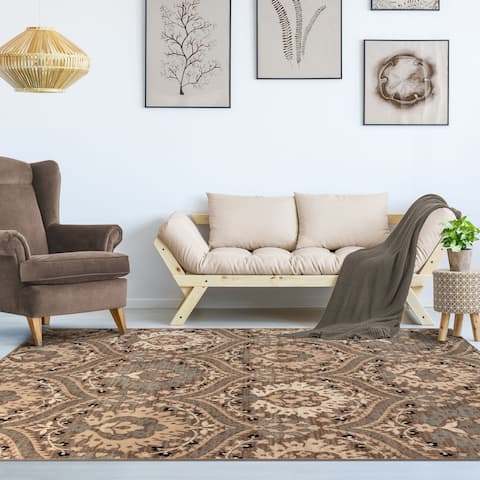 Oriental Traditional Damask Indoor Area Rug or Runner by Superior