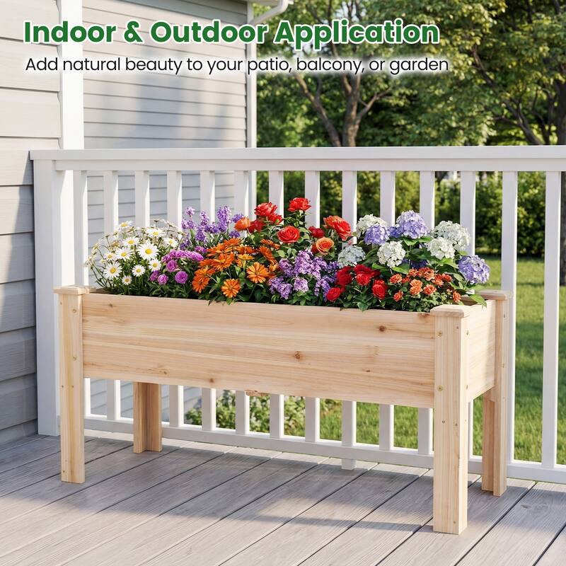 Costway Raised Garden Bed Elevated Planter Box Wood for Vegetable