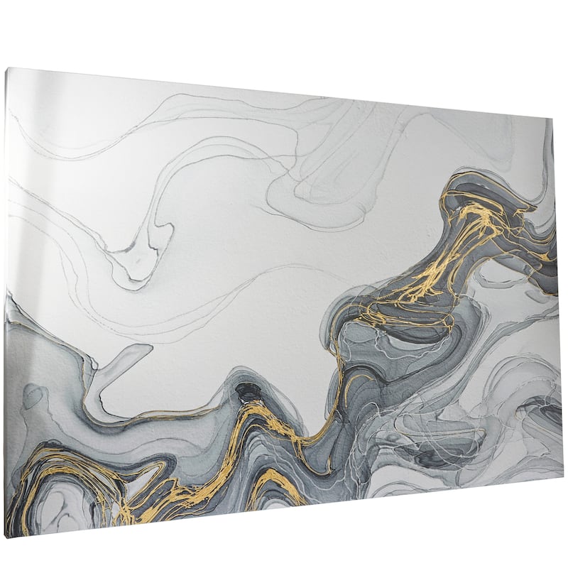 Gray Canvas Waves Geode Wall Art