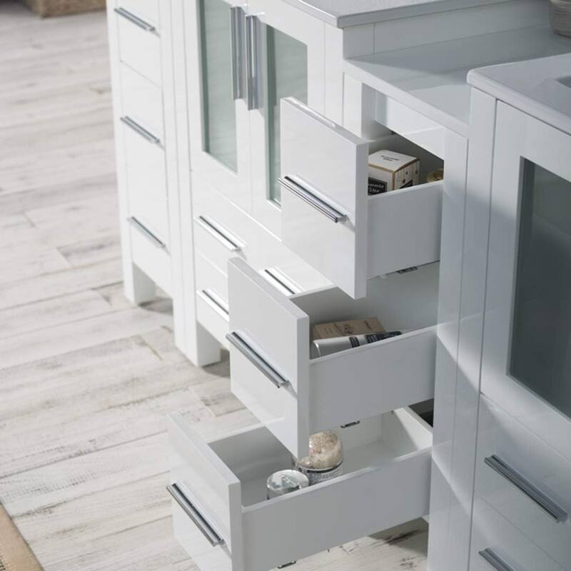 Blossom Sydney 84 Inch Solid Wood Double Sink Vanity with Side Cabinet