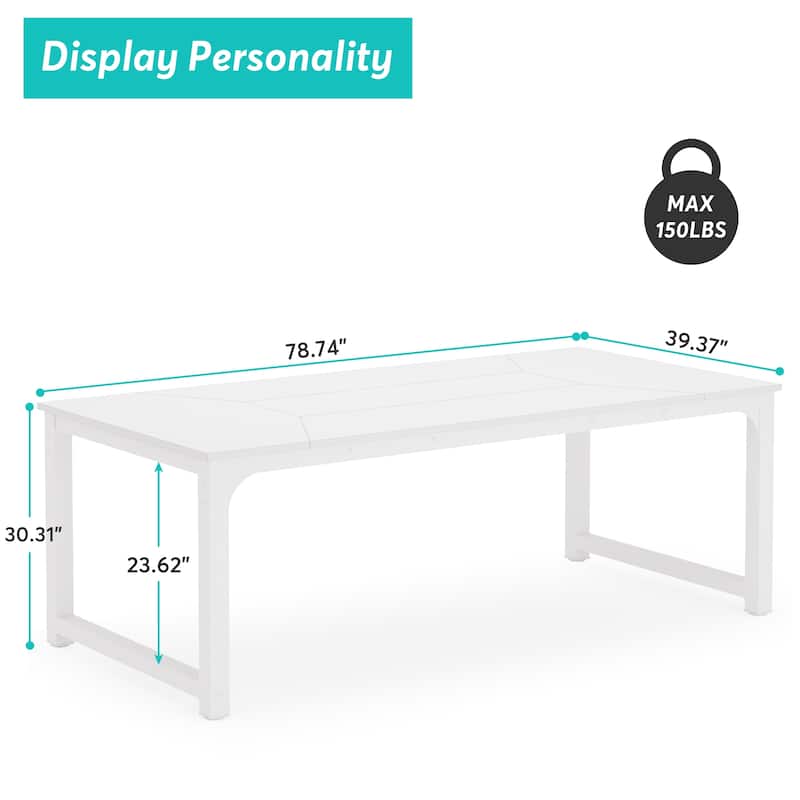 79 Inches Rectangular Modern Dining Table for 6-8 - 78.74" L x 39.37" W x 30.31"H