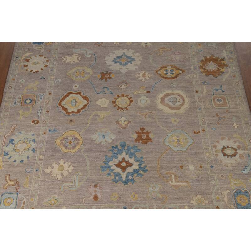 Hand Knotted Oriental 100% Wool Carpet Transitional All-Over Beige & Ivories Oushak Area Rug - 10' 2'' X 8' 0''