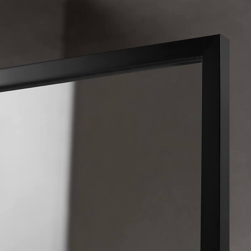Serene Valley 34 x 72 Inch Tempered Glass Stand Alone Shower Screen, Matte Black - 78.35