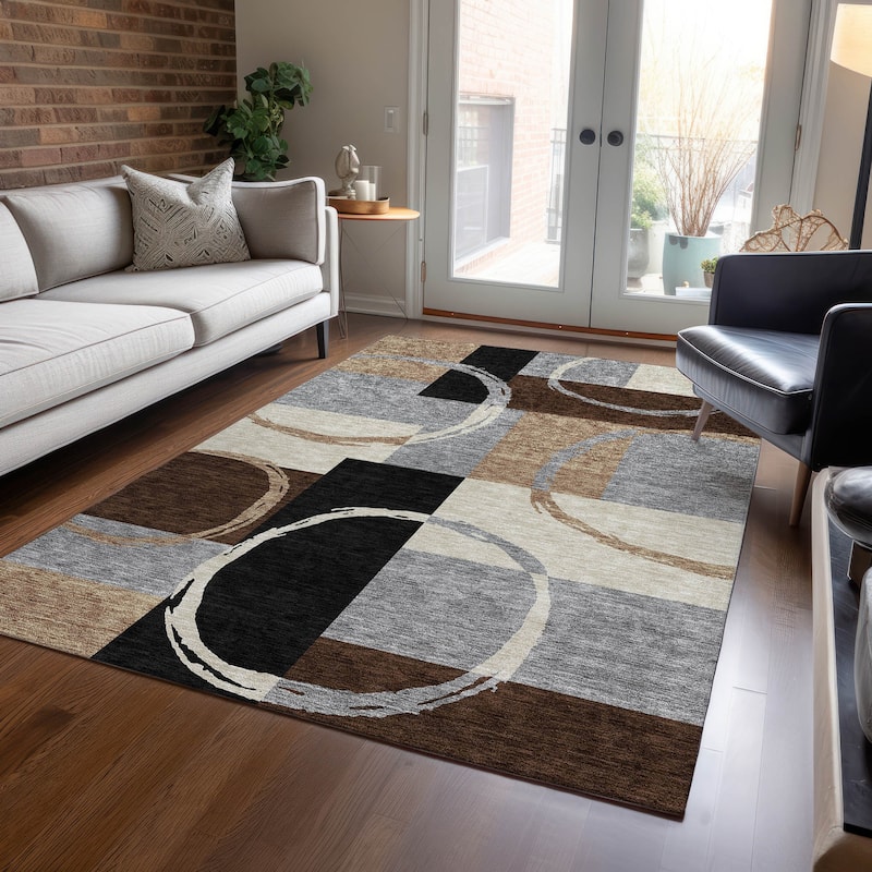 Machine Washable Indoor/ Outdoor Contemporary Chantille Rug