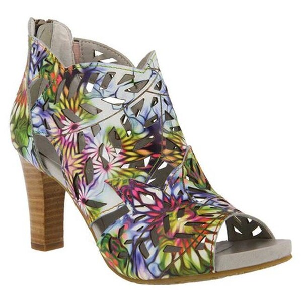 L'Artiste by Spring Step Women's Amora Open Toe Bootie Rainbow Multi Leather