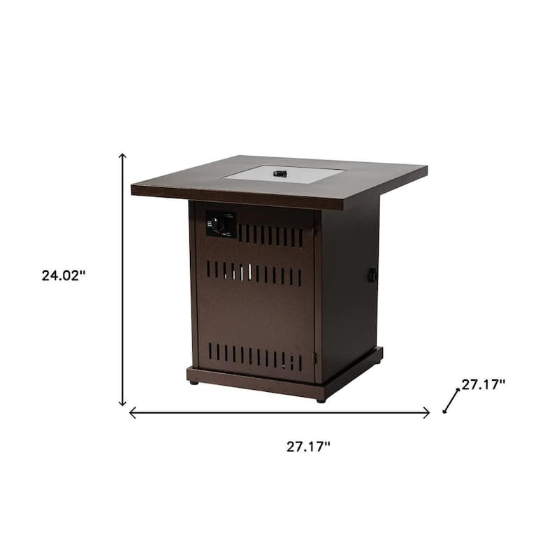 50000 BTU 27" Brown Steel Propane Square Fire Pit Table With Cover