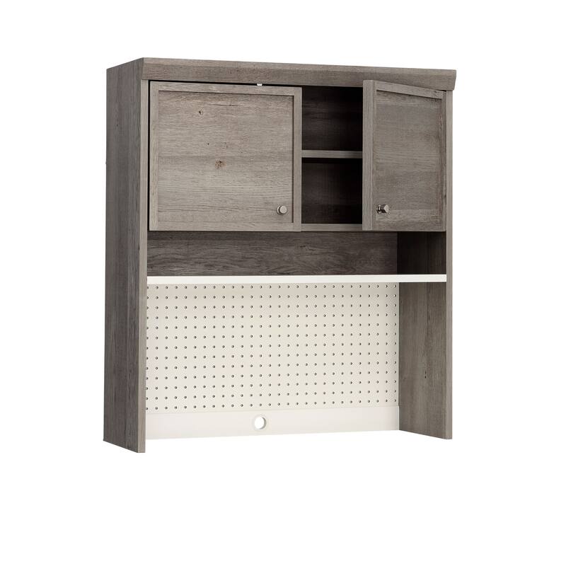 Wood Hutch with Craft Storage, Brown - 31.81" W x 12.28" D x 36.02" H