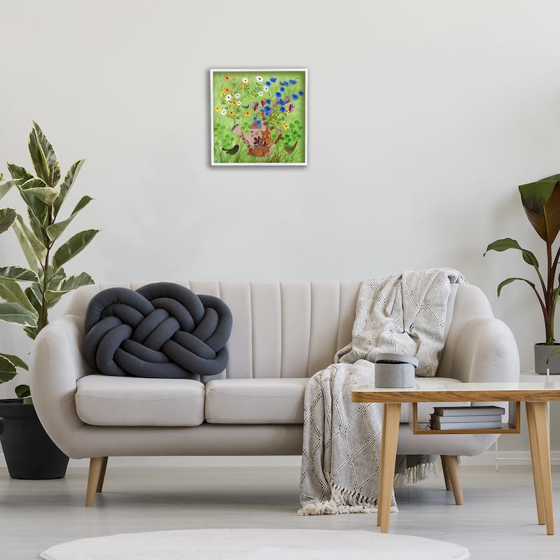 Stupell Bright Gardening Can & Birds Framed Giclee Art Design By Kay Widdowson