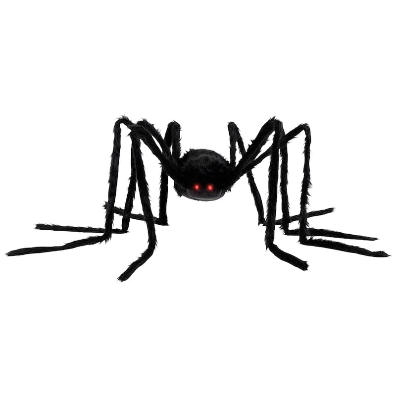 44" Pre-Lit Black Spider with Red Eyes Halloween Decoration