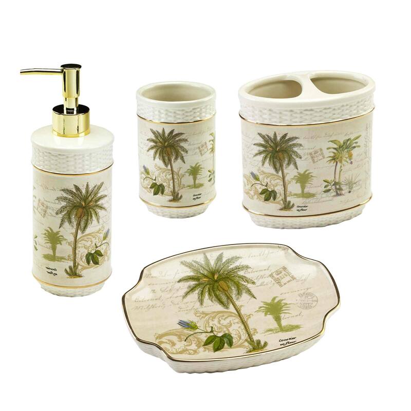Avanti Linens Colony Palm 4-Piece Bath Accessory Set - Bath Acc 4pc Set - TM, TB, SD, LP