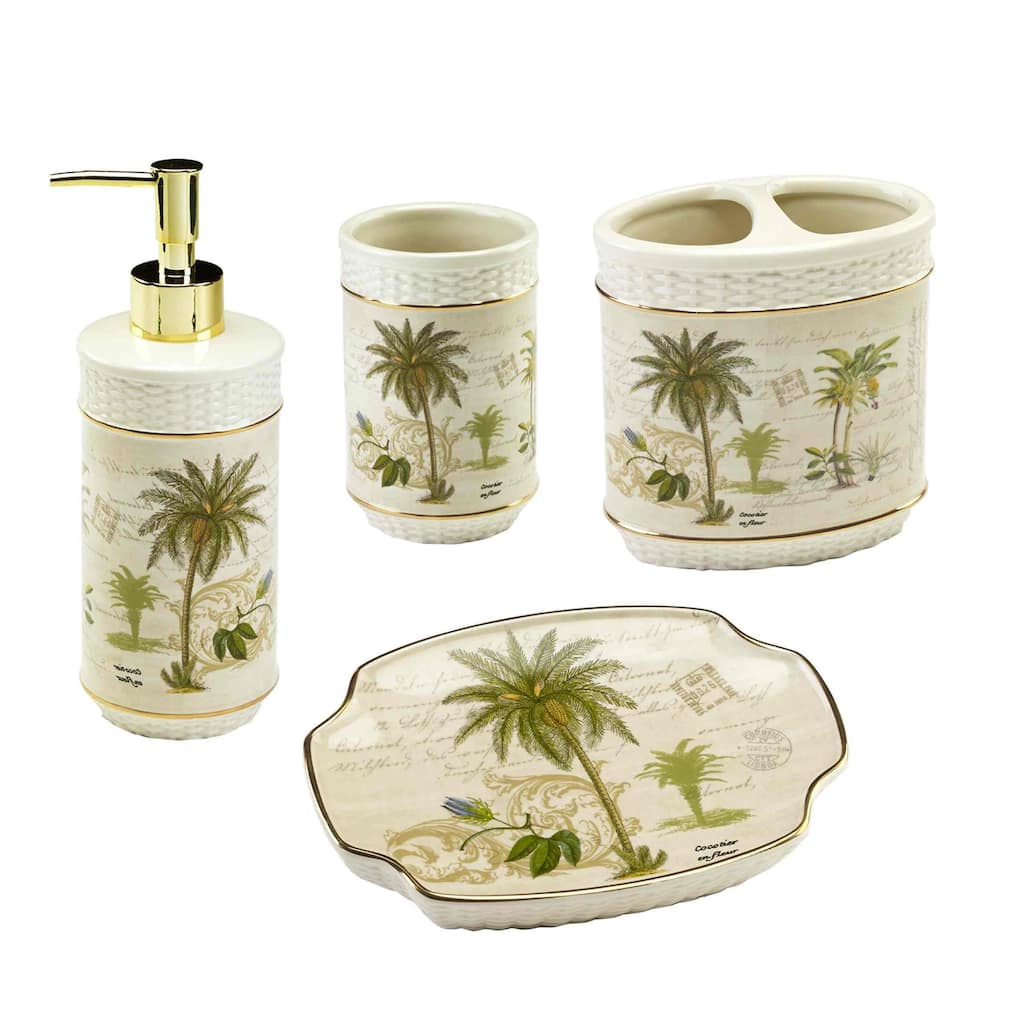 Avanti Linens Colony Palm 4-Piece Bath Accessory Set - Bath Acc 4pc Set - TM, TB, SD, LP