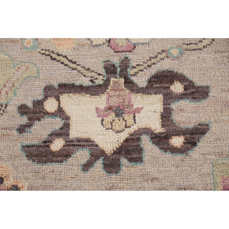Hand Knotted Oriental 100% Wool Carpet Transitional Floral Beige & Ivories Oushak Runner Rug - 13' 8'' X 2' 7''