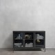 preview thumbnail 4 of 27, Rye Studio Brianne Modern Metal & Glass 3-Door Sideboard Black
