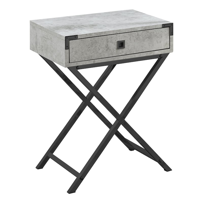 24” Modern Nightstand with Drawer and Cross Base Wood End Table for Bedroom or Living Room - 18.25”L x 12”W x 24”H - Black-Grey