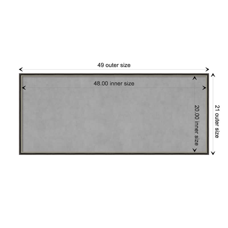 Amanti Art Theo Black Silver Narrow Framed Magnetic Board - Board Size 48x20