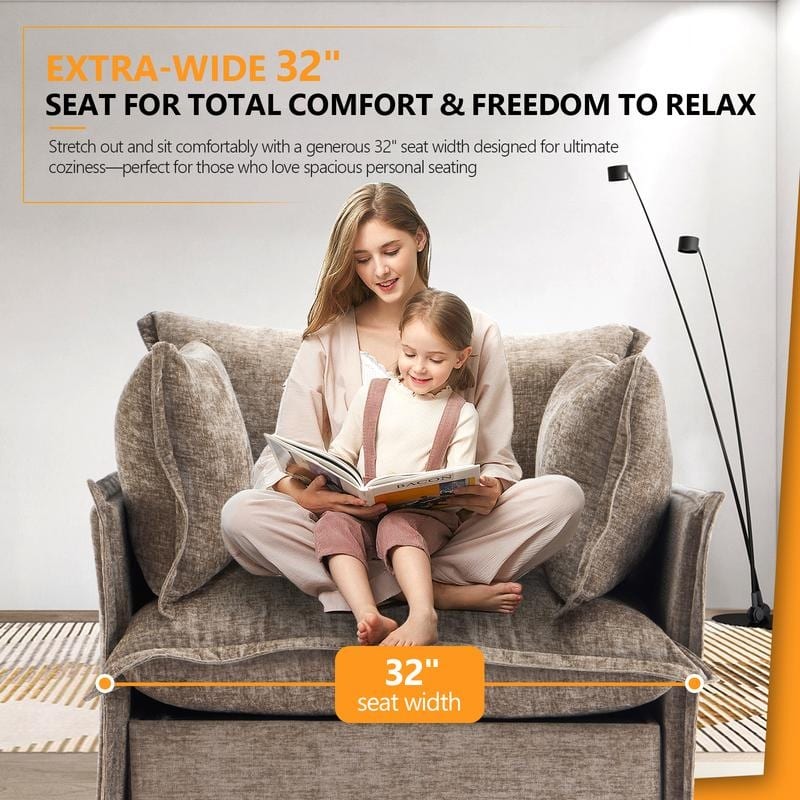 Chenille Upholstered Skirted Arm Chair Accent Chair With Thin Arms For Living Room