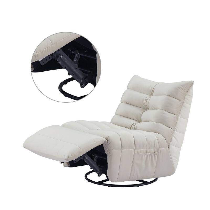 29.1" velvet off-white lazy lift sofa chair with arm pockets