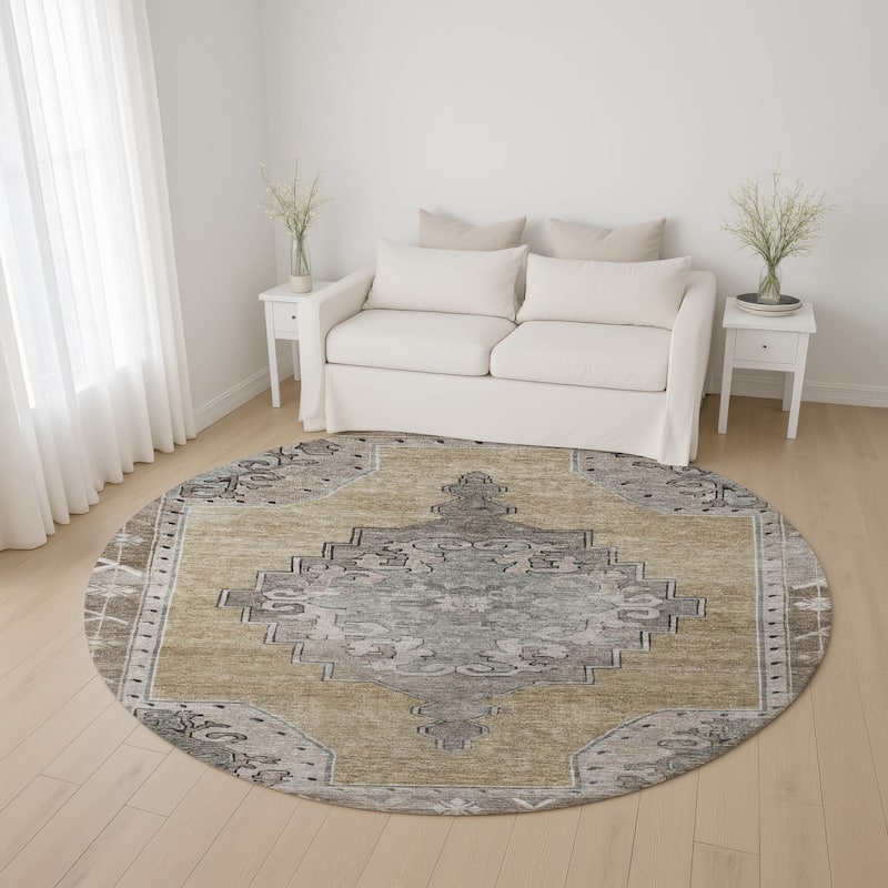Premium Washable Super Soft Vintage Traditional Mayfield Rug - Beige - 8' x 8'