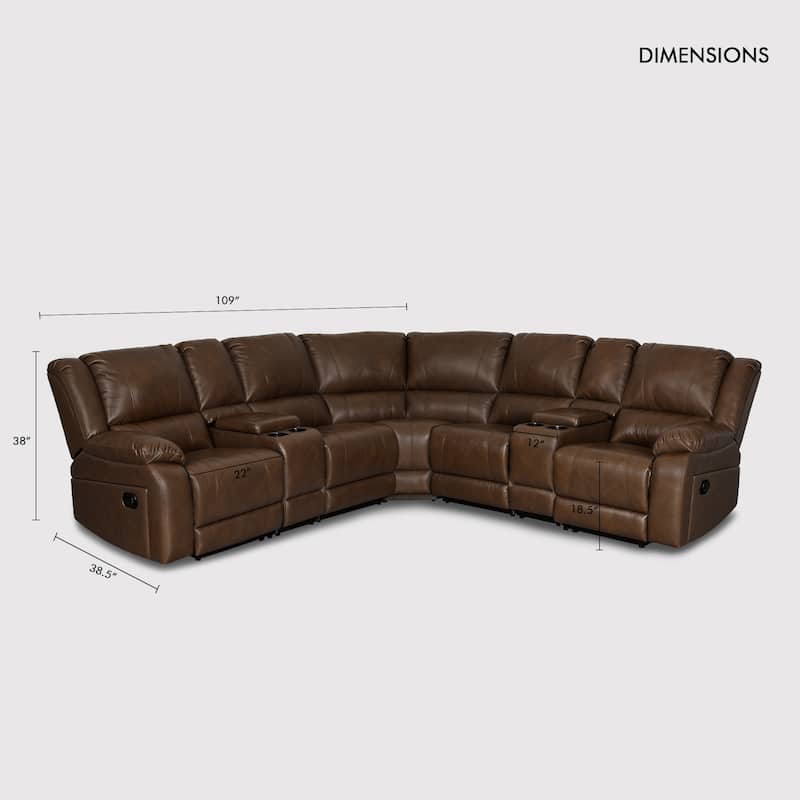 108" W Modern Contemporary Faux Leather 7 Piece Sectional Recliners