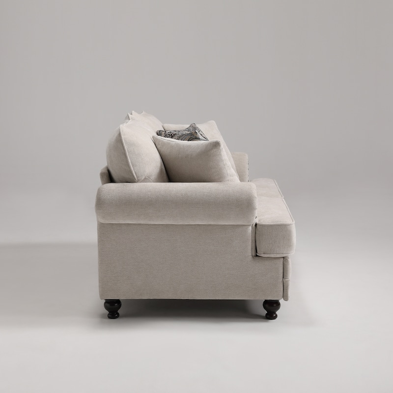 Morden Fort Chenille Fabric Loveseat with Rolled Arm and Nailhead Trim
