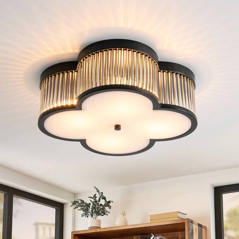 15.7" 4 - Light Modern Flush Mount Ceiling Light for Bedroom - 4 Light - Black