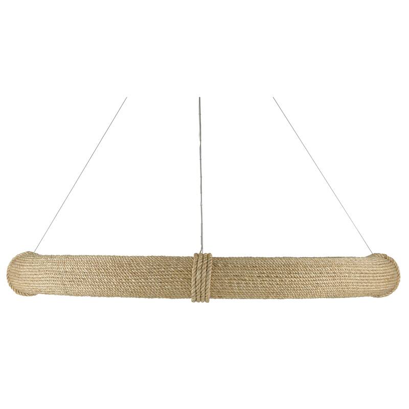 Currey & Company Portmeirion Large Chandelier - 6"h x 50"dia - 6"h x 50"dia - Satin Black/Abaca Rope