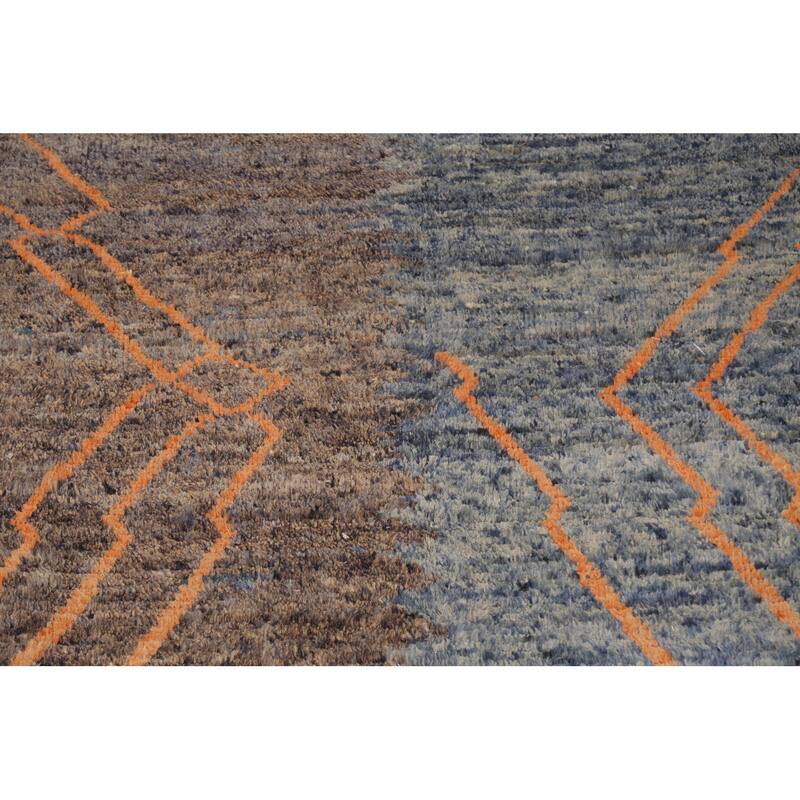 Contemporary Abstract Moroccan Oriental Area Rug Handmade Wool Carpet - 8'0" x 11'0"