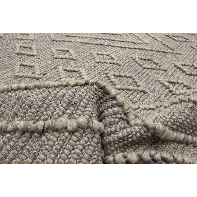 ECARPETGALLERY Braid weave Sienna Grey Wool Rug - 6'2 x 8'11