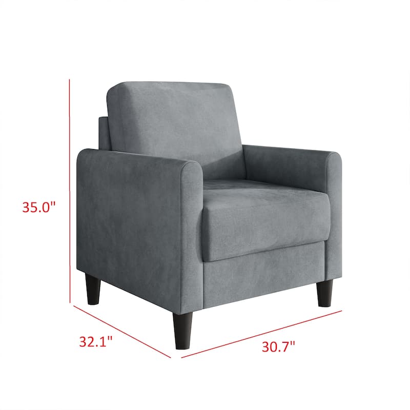 Clayfell Goliad Velvet Armchair with Pocket Spring, Soft Cushions, Clean Lines Design