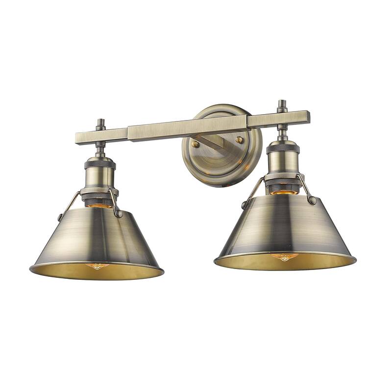 Yep by Golden Lighting Orwell 2-light Vanity in Brushed Champagne Brass and Navy Blue shade - Gold