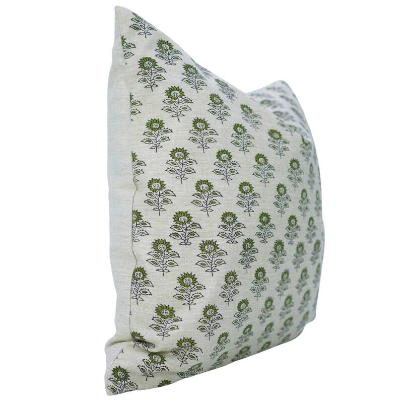 Fabdivine Rectangle 12x20 Inch Fall Home Floral Accent Green Pillow Cover for Throw Decorative Cushioncase, Bagru Buti