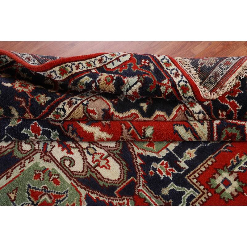 Hand Knotted Oriental 100% Wool Carpet Traditional Medallion Red Heriz (serapi) Area Rug - 10' 0'' X 7' 11''