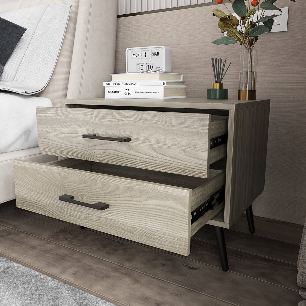Corona Corona Pine Grey Bedside Cabinet 2 Drawer Bedroom Drawers Side Table Nightstand 5056065427196 