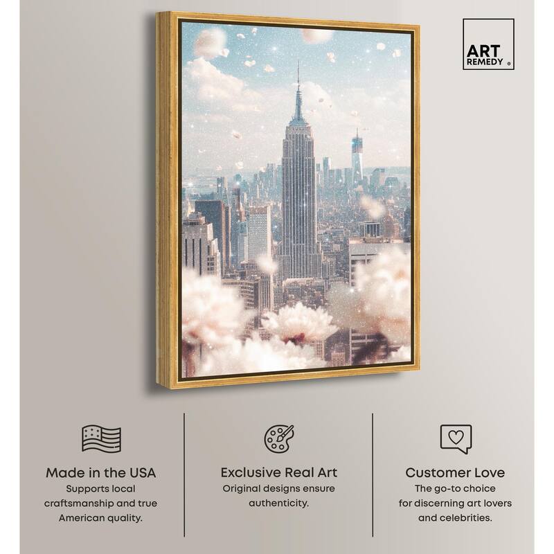 Peonies Over New York Canvas by Art Remedy