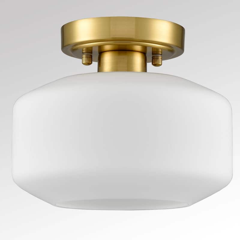 Gaeta Modern Semi Flush Ceiling Lights Open Glass Drum Shade 1-Light