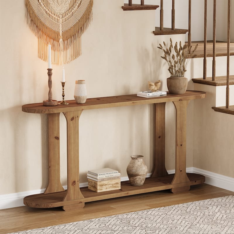 Farmhouse 63 Inch Solid Wood Console Table ,Couch Table Behind Sofa