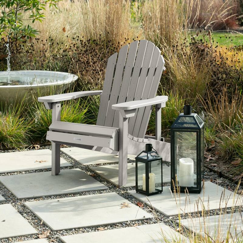 Eco-friendly Synthetic Wood Folding and Reclining Adirondack Chair