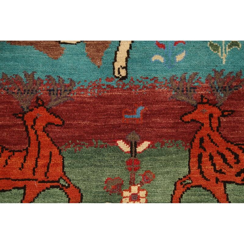 Animal Pictorial Kazak Oriental Accent Rug Handmade Wool Carpet - 2'1"x 2'10"