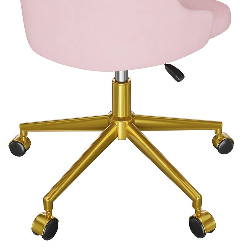 Javlergo Velvet Desk Chair with Height Adjustable Gold Base Swivel Office Chair for Office Living Room Bedroom Make Up