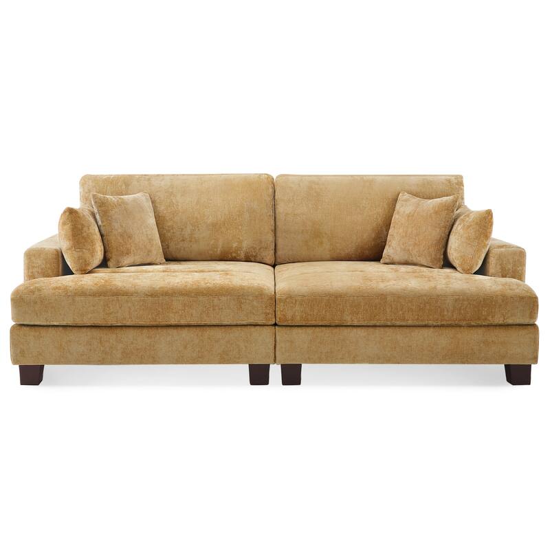 88"W 3-Seater Sofa Chenille Upholstered Couch Modern Loveseat Sofa Wooden Frame Sofa for Living Room